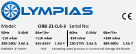 Specs for ORB 21-0.4-3 Blower